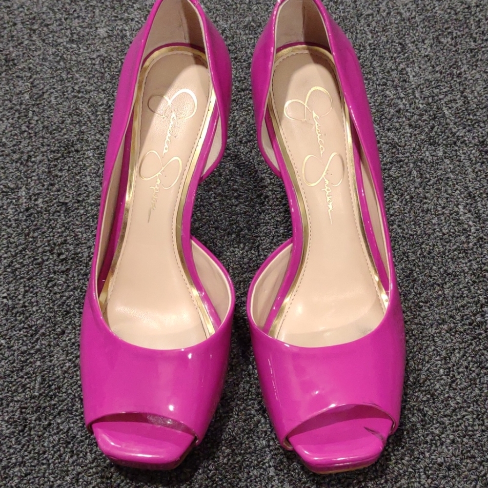 Pink peep toe heels